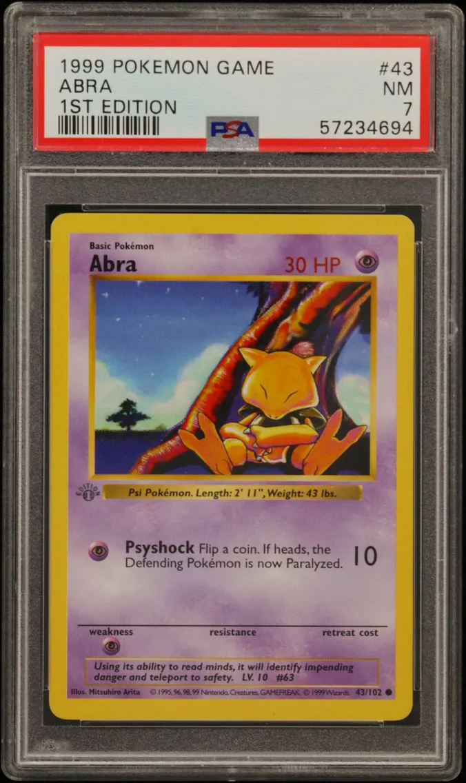 1999 #43 Abra 1st Edition PSA 7 Game