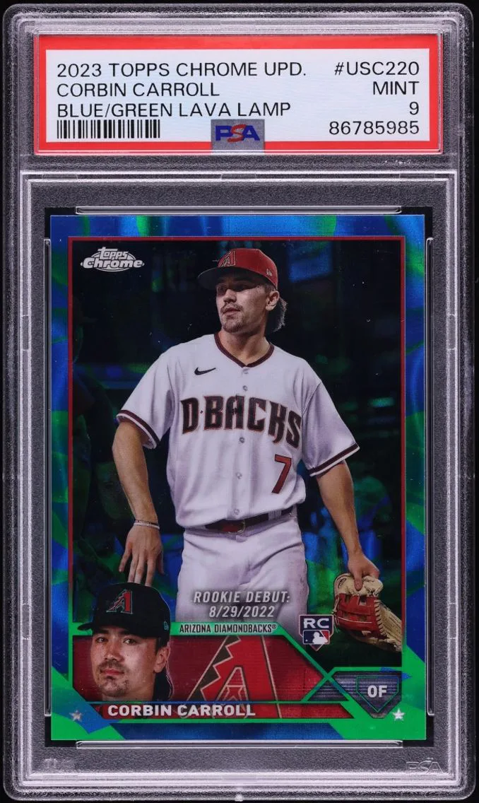 2023 Topps Chrome Update Blue Green Lava Refractor Corbin Carroll ROOKIE /125 PSA 9 MINT