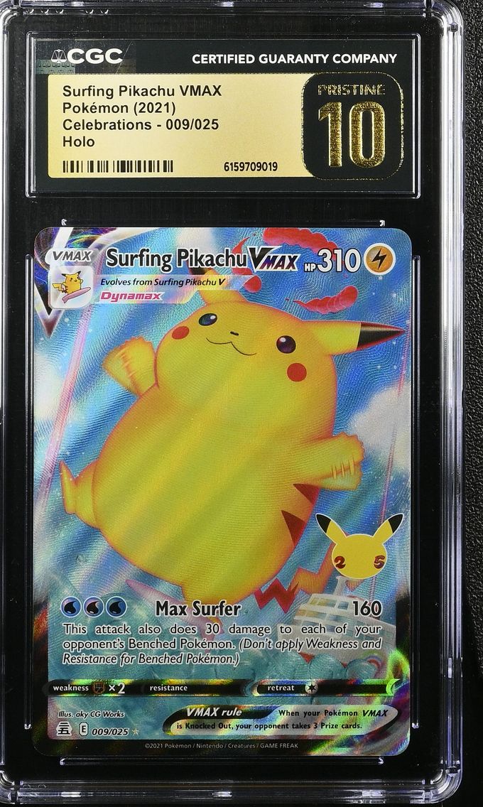 2021 #009 Surfing Pikachu VMAX CGC 10 Pristine Celebrations - English