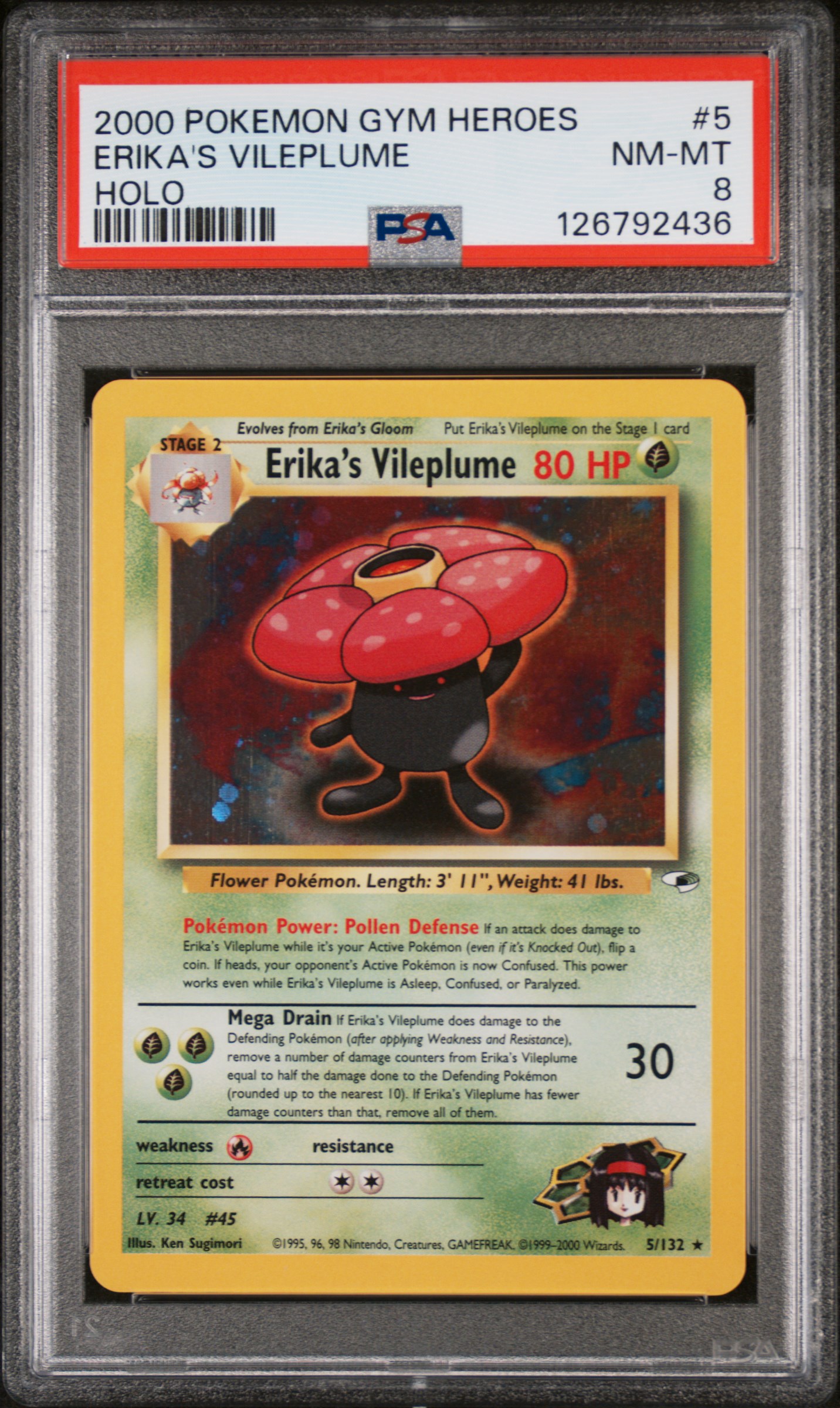 2000 #5 Erika'S Vileplume PSA 8 Gym Heroes