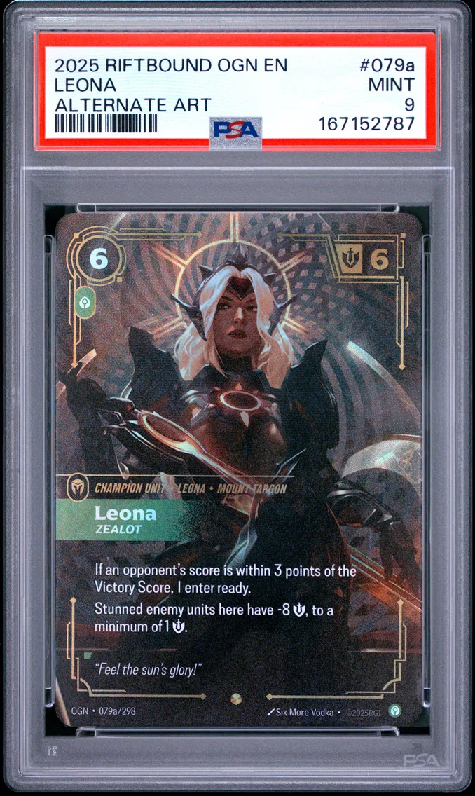 2025 #079a Leona - Zealot PSA 9 Riftbound: League of Legends Ogn-Origins