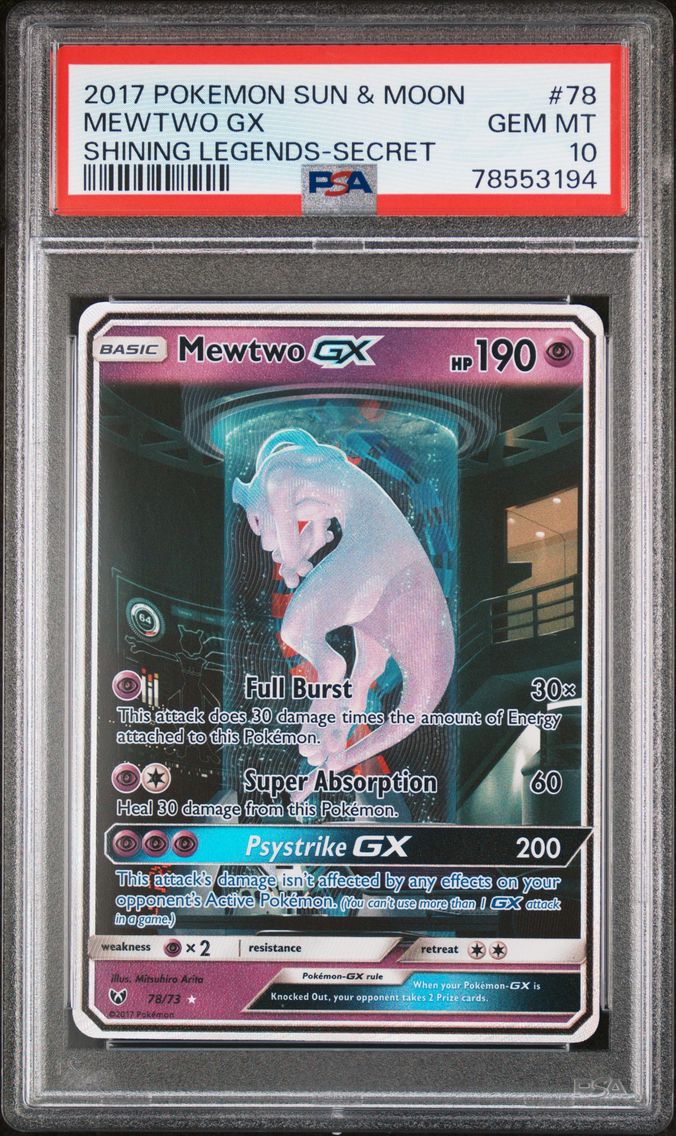 2017 #78 Mewtwo GX PSA 10 Sun &