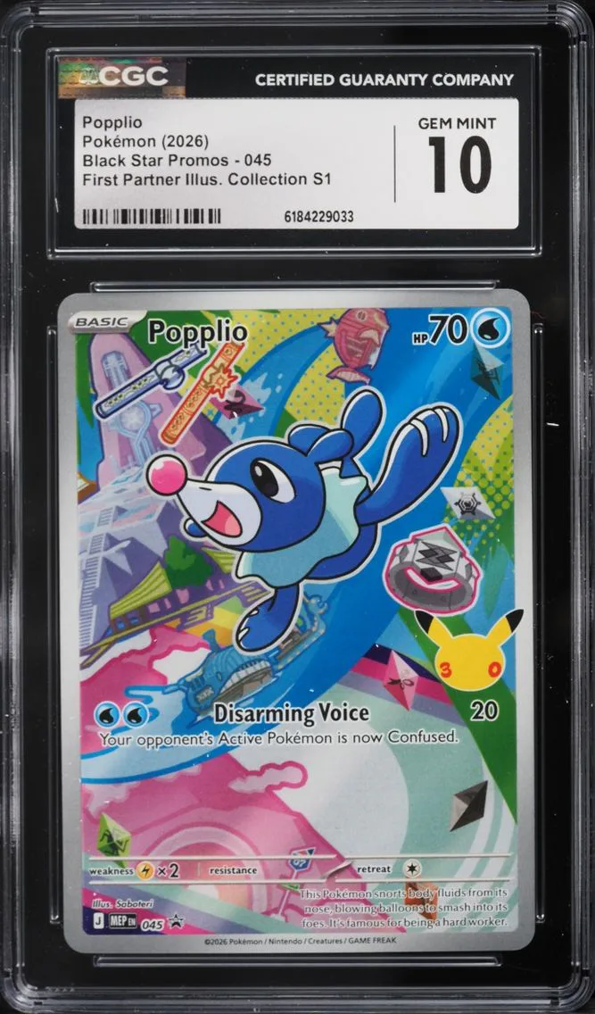 2026 Black Star Promos - Mega Evolution MEP EN - English Popplio Pokemon Mega Evolution Promo First Partner Illustration Full Art #045 CGC 10