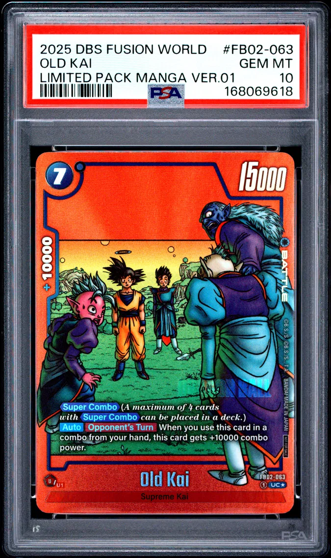 2025 #FB02-063 Old Kai PSA 10 Dragon Ball Super Card Game Fusion World Limited Pack Manga Version 01