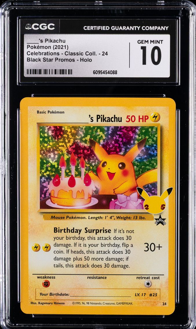 2021 #24 Birthday Pikachu-Holo CGC 10 Celebrations Classic Collection Pokemon