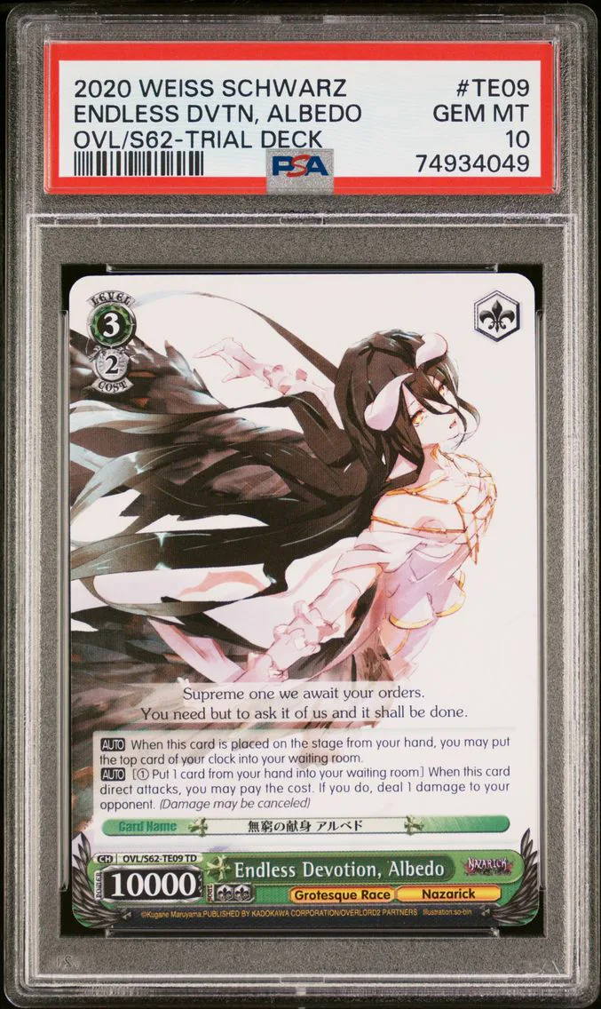 2020 #TE09 Endless Devotion, Albedo PSA 10 Weiss Schwarz Nazarick: Tomb of the Undead