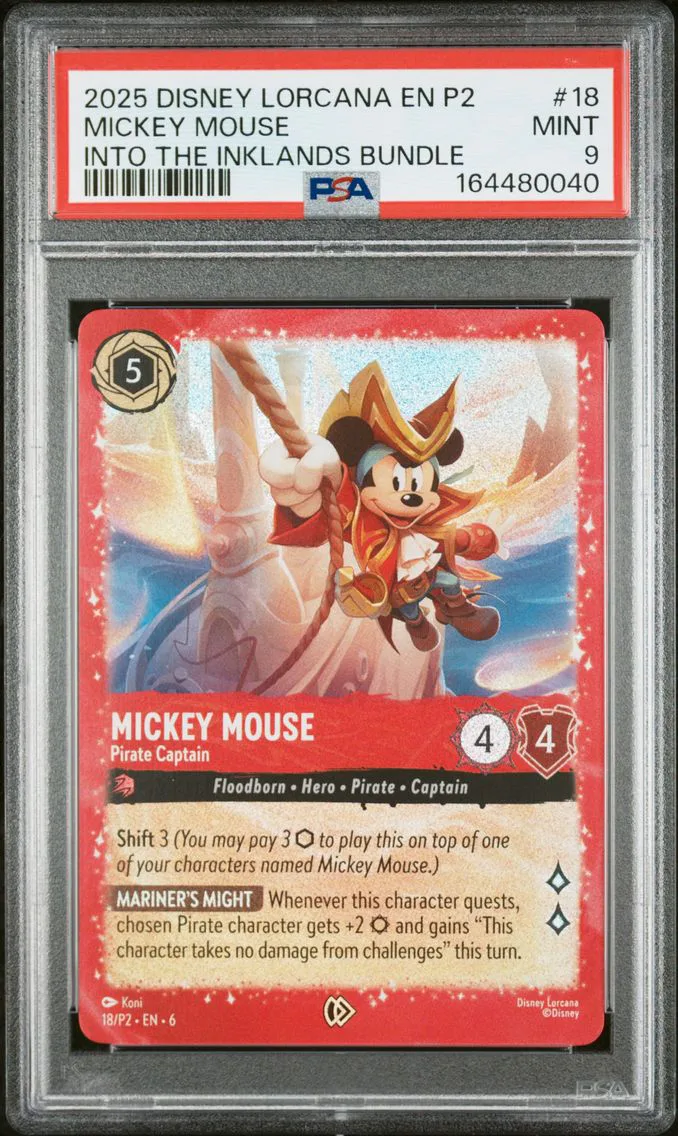 2025 #18 Mickey Mouse - Pirate Captain PSA 9 Disney Lorcana EN P2-Promo