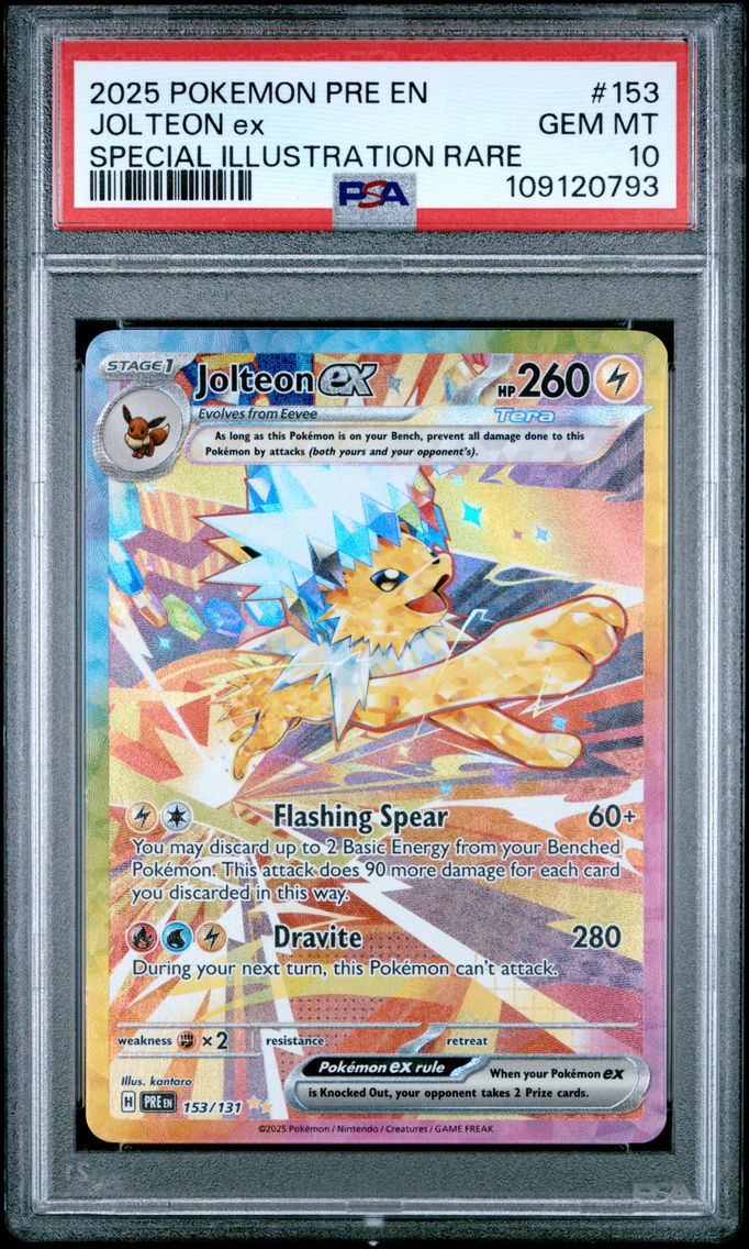 2025 #153 Jolteon EX PSA 10 Pre EN-Prismatic Evolutions Pokemon