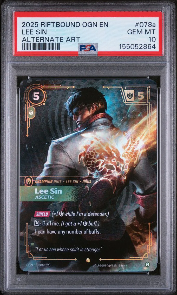 2025 #078a Lee Sin - Ascetic PSA 10 Riftbound: League of Legends Ogn-Origins