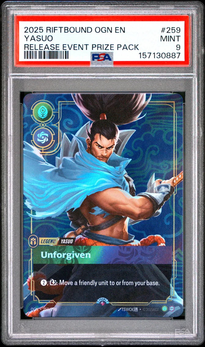 2025 #259 Yasuo - Unforgiven PSA 9 Riftbound: League of Legends Ogn-Origins