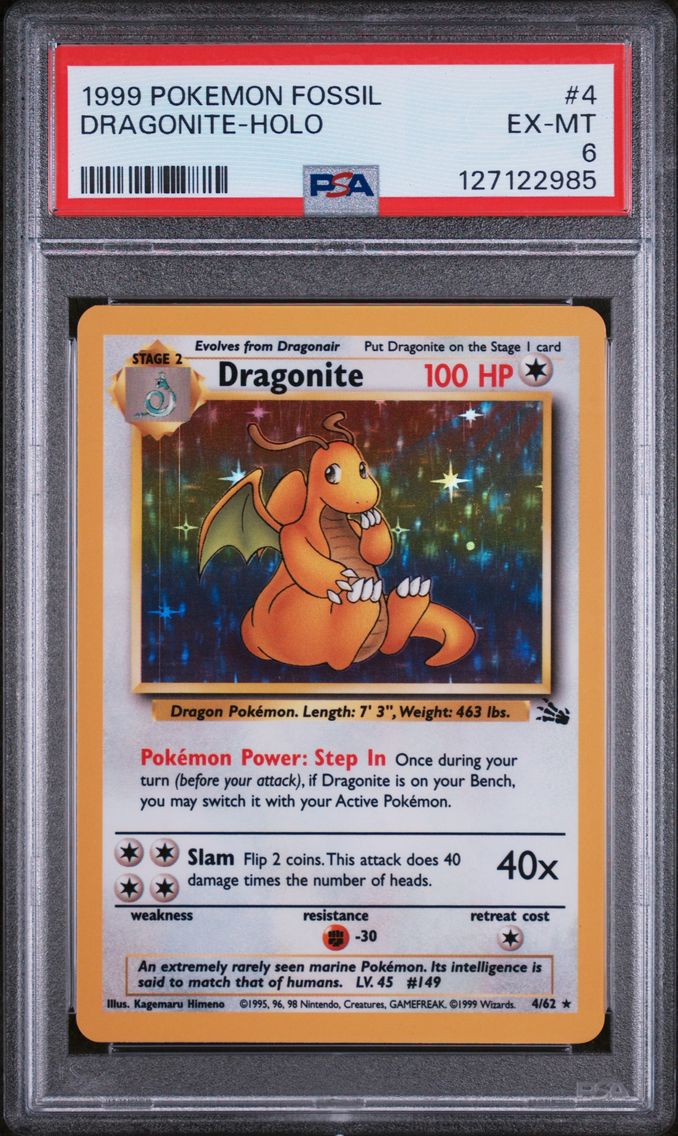 1999 #4 Dragonite-Holo PSA 6 Fossil Pokemon