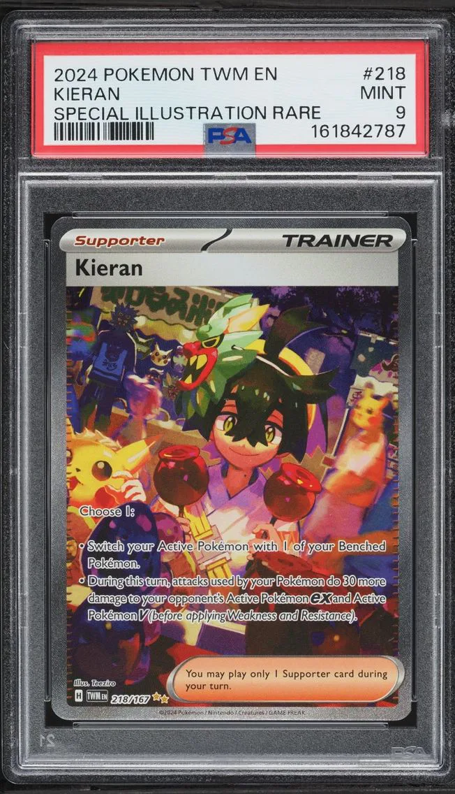 2024 Pokemon Scarlet & Violet Twilight Masquerade SIR Kieran #218 PSA 9 MINT
