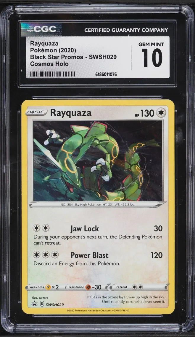 2020 #SWSH029 Rayquaza CGC 10 Pokemon Sword & Shield Black Star Promo Cosmos Holo