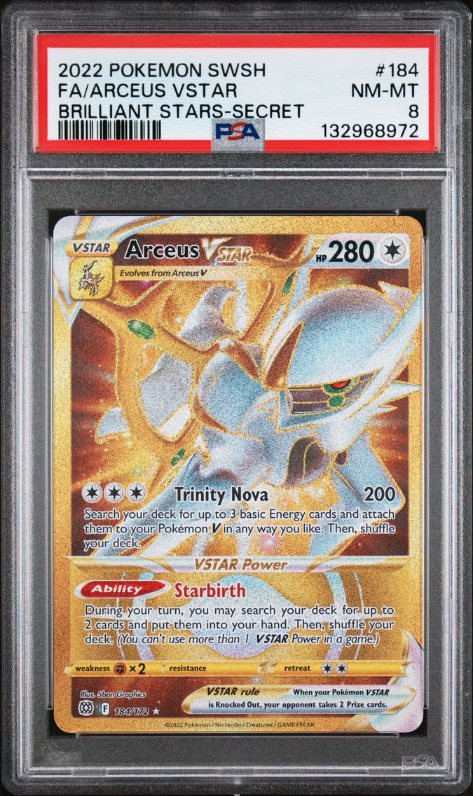 2022 #184 Full Art/Arceus Vstar PSA 8 Sword & Shield Brilliant Stars Pokemon
