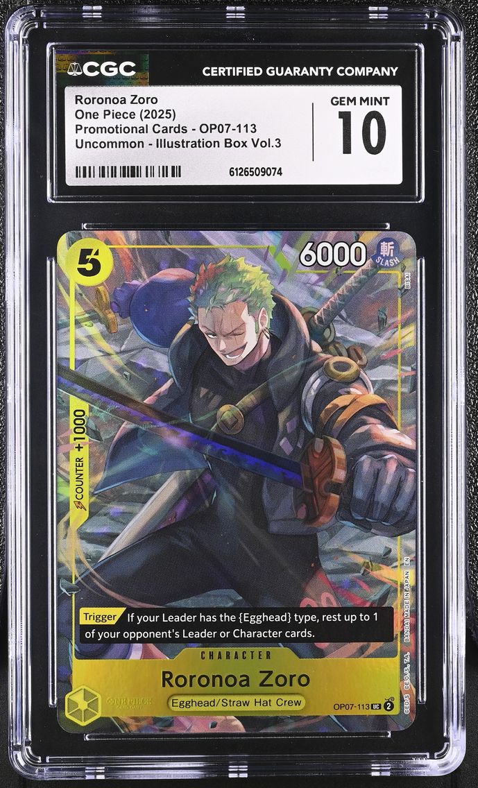 2025 #OP07-113 Roronoa Zoro CGC 10 Promotional Cards - English