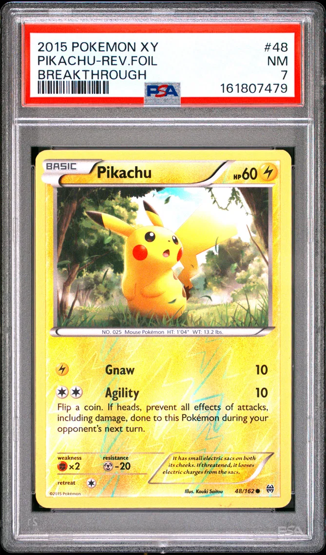 2015 Pokemon XY Breakthrough Pikachu-Reverse Foil XY Breakthrough #48 PSA 7