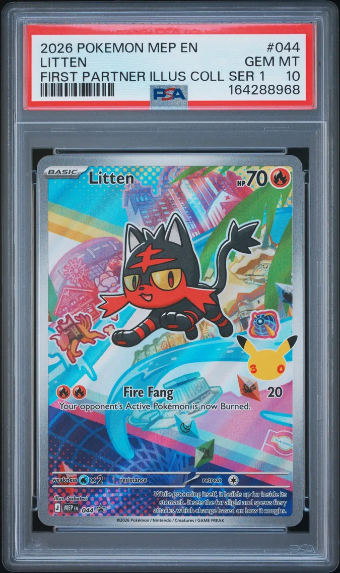 2026 Pokemon Mep EN-Me Black Star Promo Litten Mep EN-Me Black Star Promo #044 PSA 10