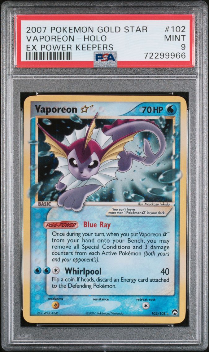 2007 #102 Vaporeon-Holo Gold Sta