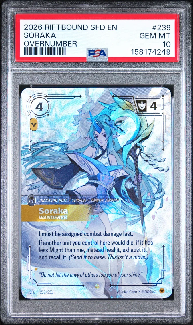 2026 #239 Soraka - Wanderer PSA 10 Riftbound: League of Legends Sfd-Spiritforged
