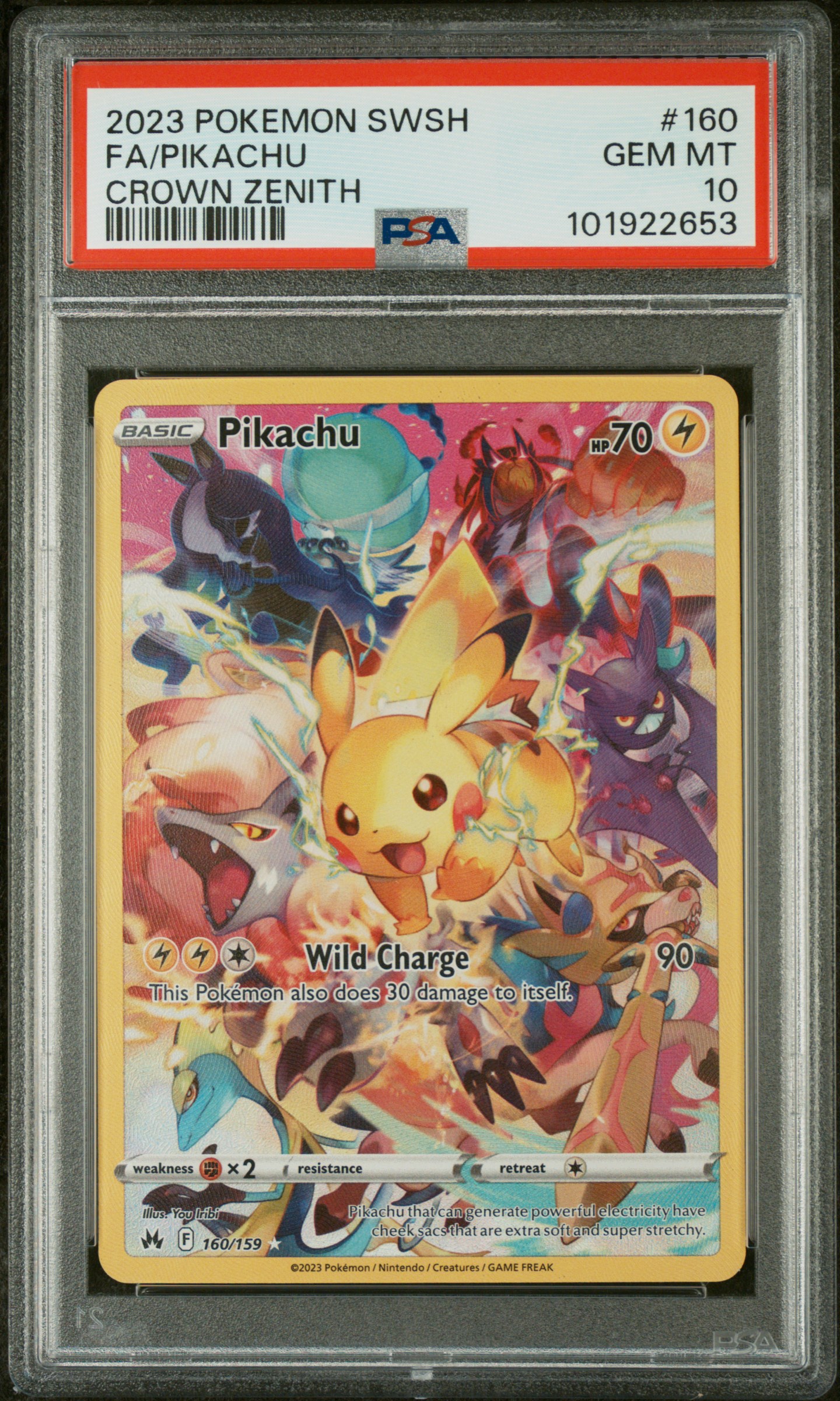 2023 #160 Full Art/Pikachu PSA 10 Sword And Shield Crown Zenith