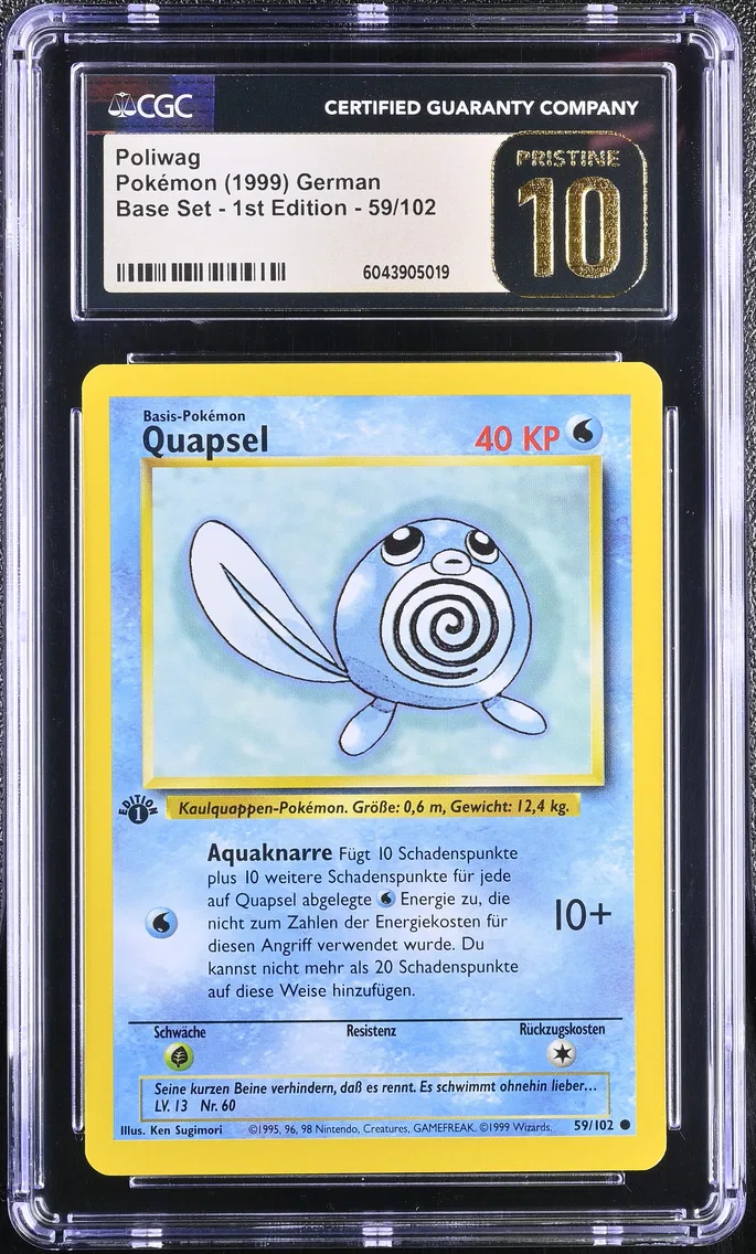 1999 #59 Poliwag CGC 10 Pristine Base Set - 1st Edition - German