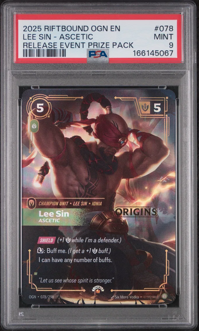 2025 #078 Lee Sin - Ascetic PSA 9 Riftbound: League of Legends Ogn-Origins