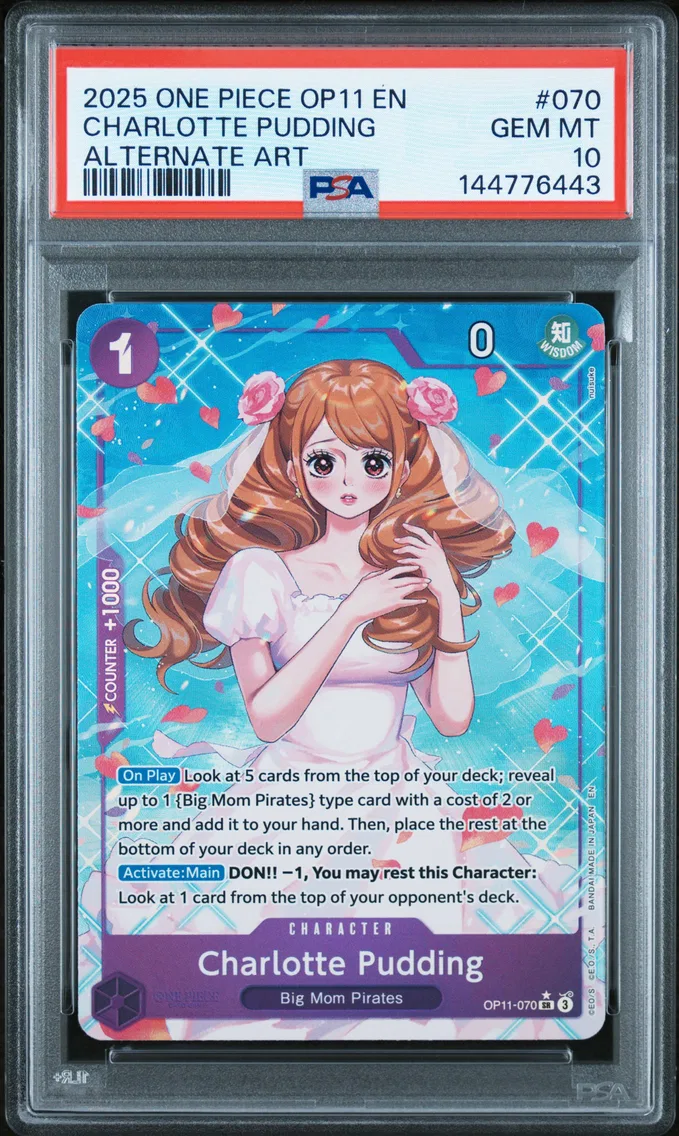 2025 #070 Charlotte Pudding PSA 10 One Piece OP11-A Fist of Divine Speed