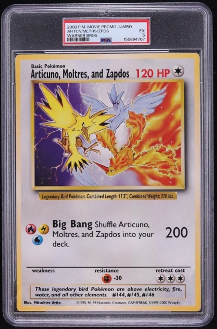 2000 #NA Game Movie Warner Bros. Articuno Moltres Zapdos EX PSA 5 Pokemon
