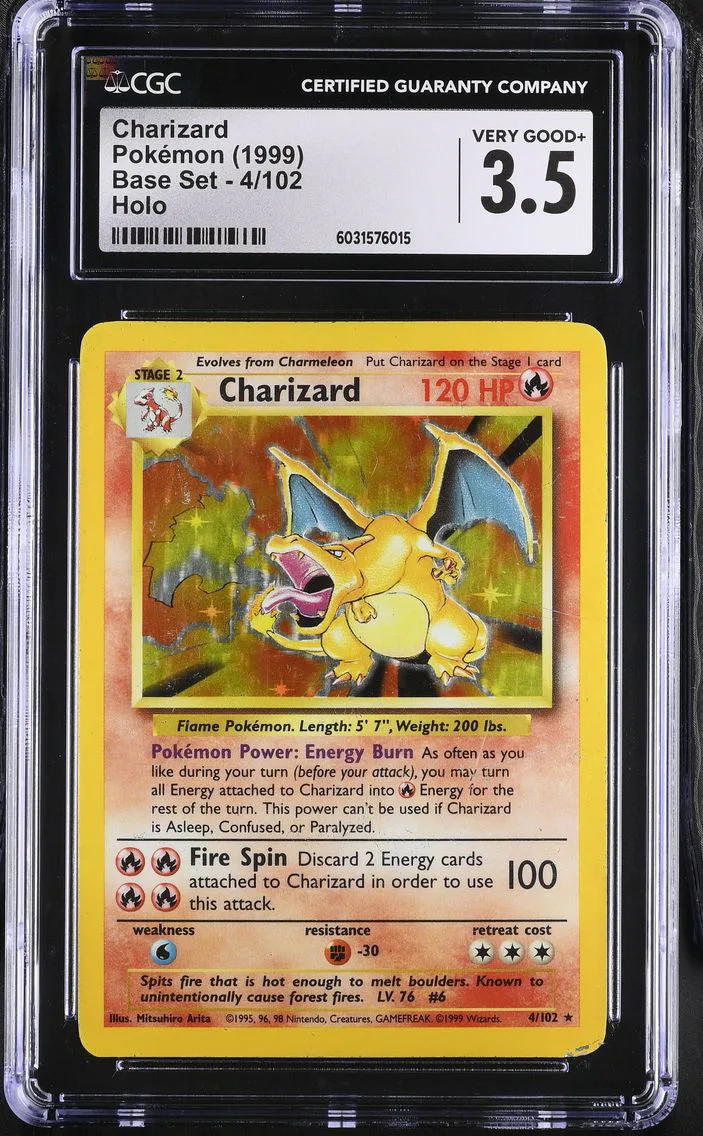 1999 #4 Charizard CGC 3.5 Base Set - Unlimited - English