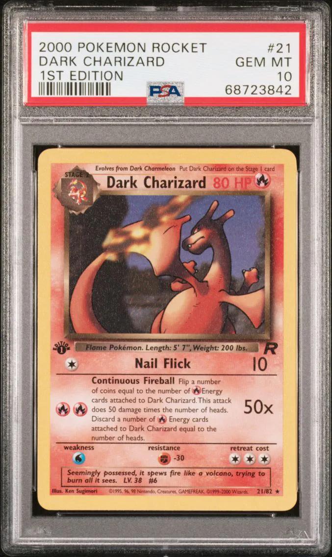 2000 #21 Dark Charizard 1st Edition PSA 10 Rocket