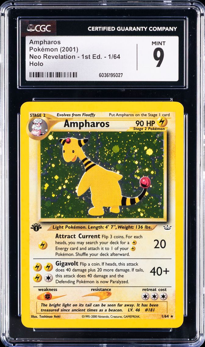 2001 #1 Ampharos-Holo CGC 9 Neo Revelation 1st Edition Pokemon
