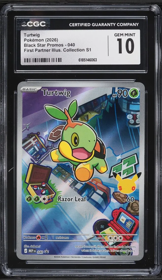 2026 #40 Turtwig CGC 10 Pokemon Mega Evolution Promo First Partner Illustration Full Art