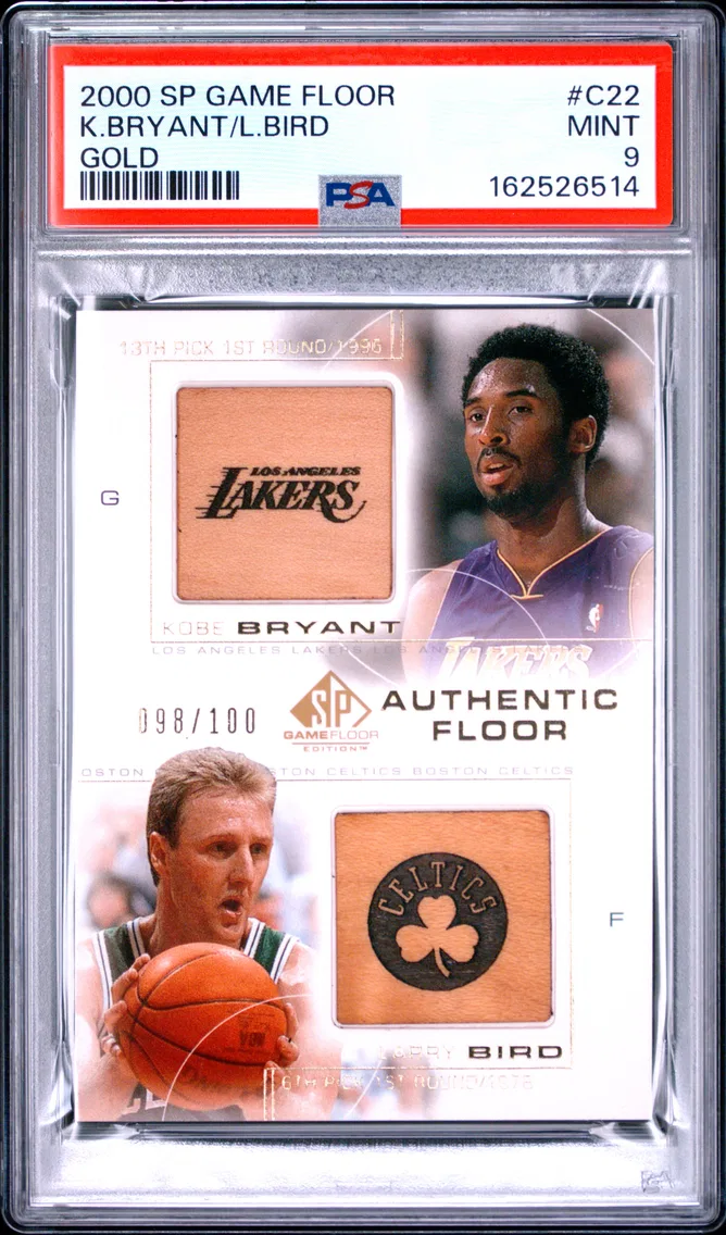 2000 #C22 Kobe Bryant/Larry Bird PSA 9 SP Game Floor Authentic Floor Combo