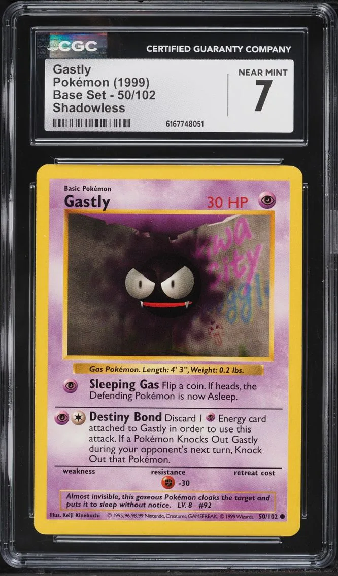 1999 #50 Gastly CGC 7 Pokemon Base Set Shadowless