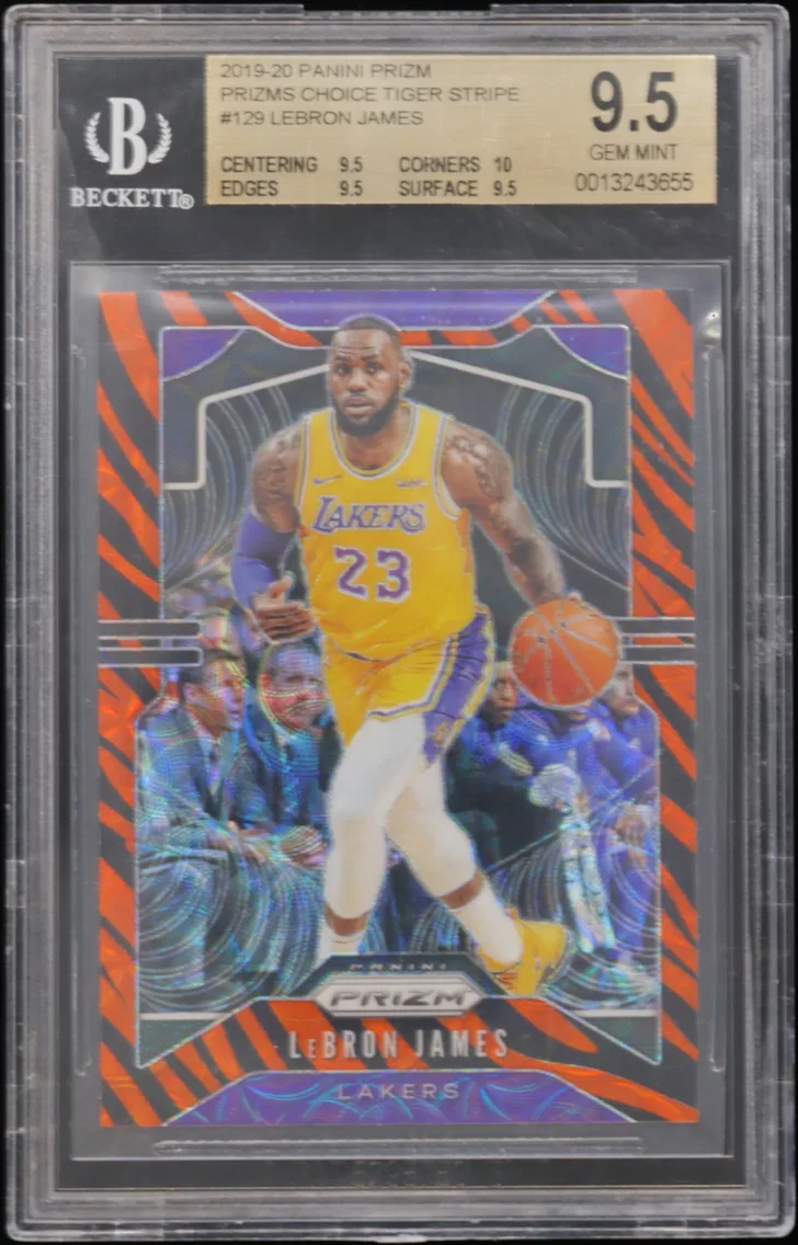 2019 #129 LeBron James BGS 9.5 Panini Prizm Prizms Choice Tiger Stripe