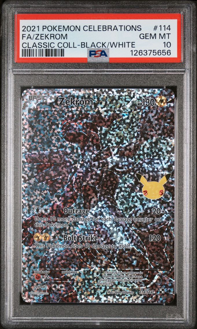 2021 #114 Full Art/Zekrom PSA 10 Celebrations Classic Collection Pokemon