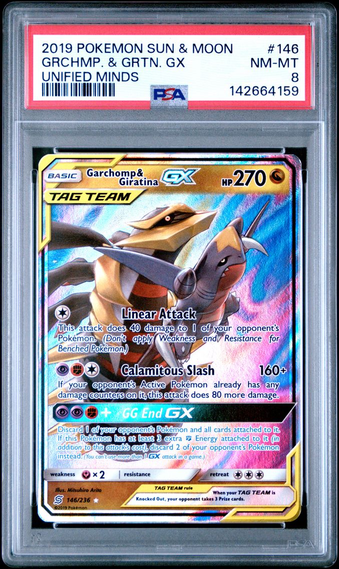 2019 #146 Garchomp & Giratina GX PSA 8 Sun & Moon Unified Minds Pokemon