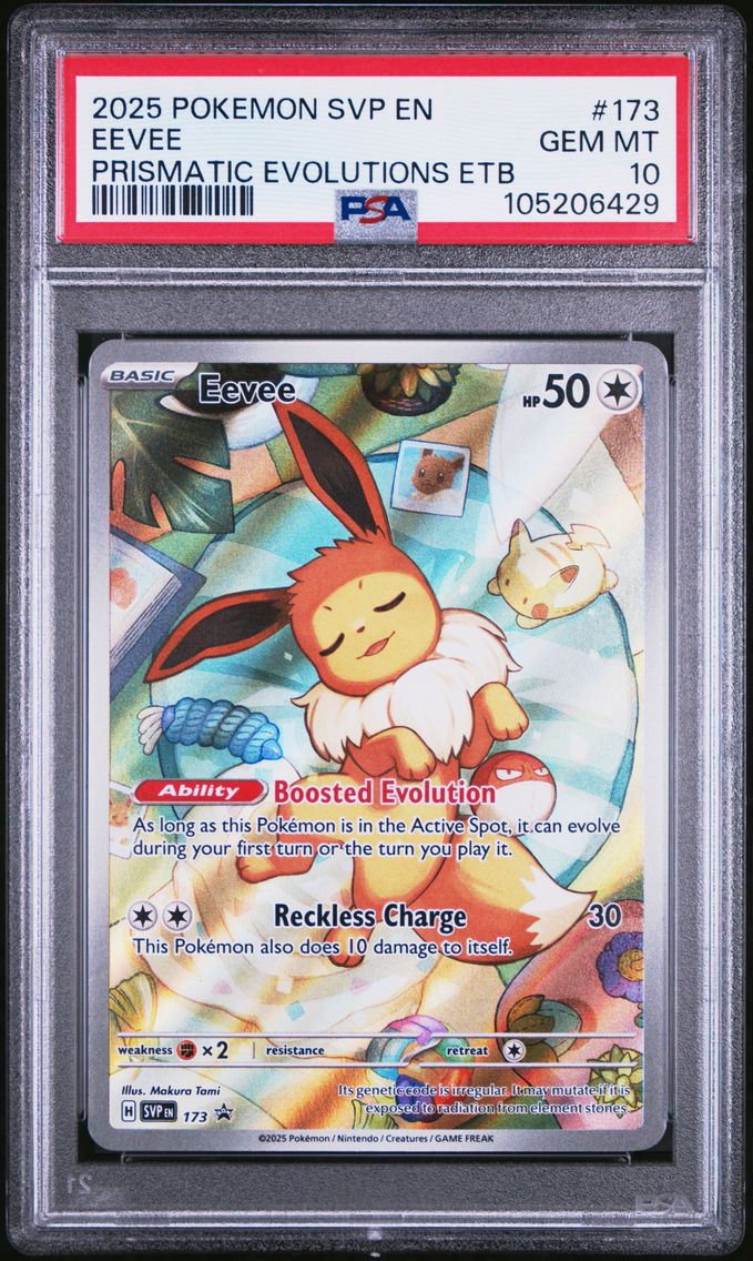 2025 #173 EEVEE PSA 10 POKEMON SVP EN-SV BLACK STAR PROMO | PRISMATIC EVOLUTIONS ELITE TRAINER BOX
