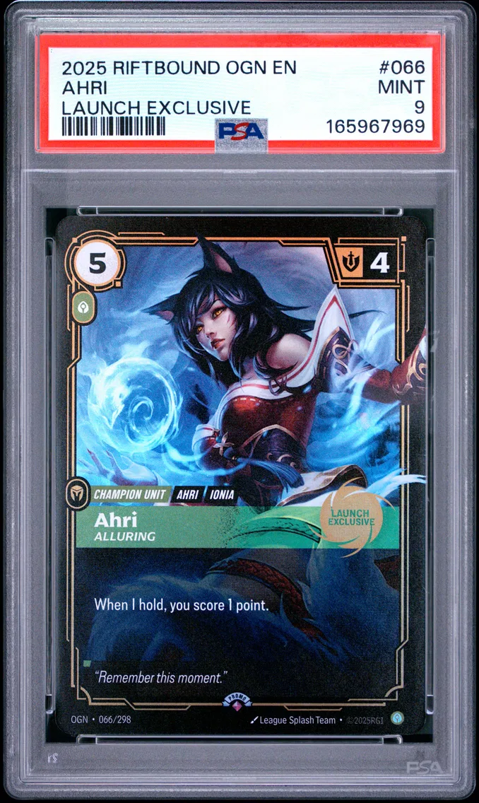 2025 #066 Ahri - Alluring PSA 9 Riftbound: League of Legends Ogn-Origins
