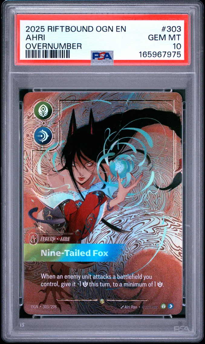 2025 #303 Ahri - Nine-Tailed Fox PSA 10 Riftbound: League of Legends Ogn-Origins