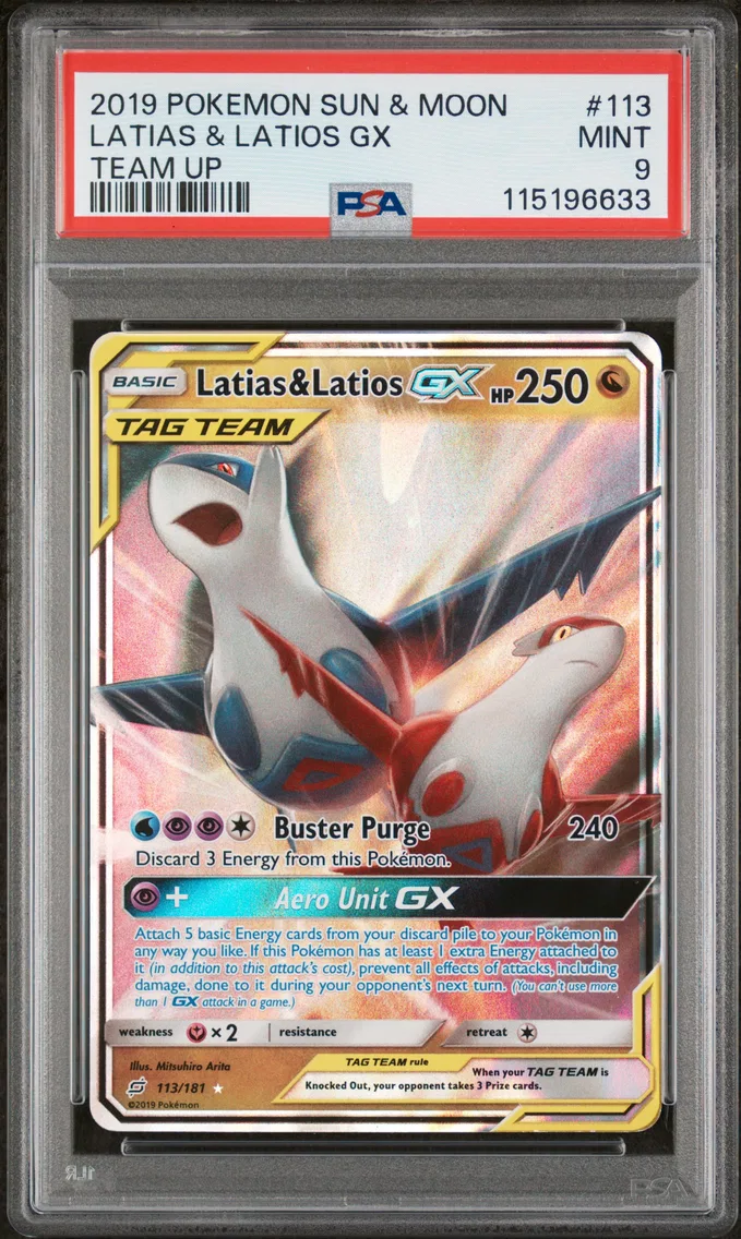 2019 #113 Latias & Latios GX PSA 9 Sun & Moon Team Up