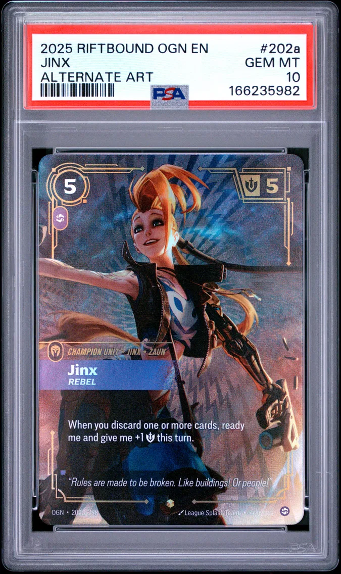 2025 #202a Jinx - Rebel PSA 10 Riftbound: League of Legends Ogn-Origins
