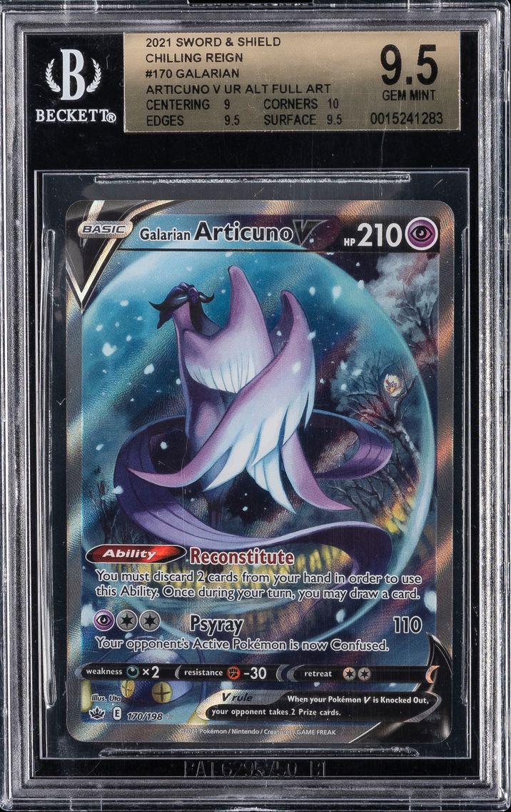 2021 #170 GALARIAN ARTICUNO V BGS 9.5 POKEMON SWORD & SHIELD CHILLING REIGN | UR ALT FULL ART