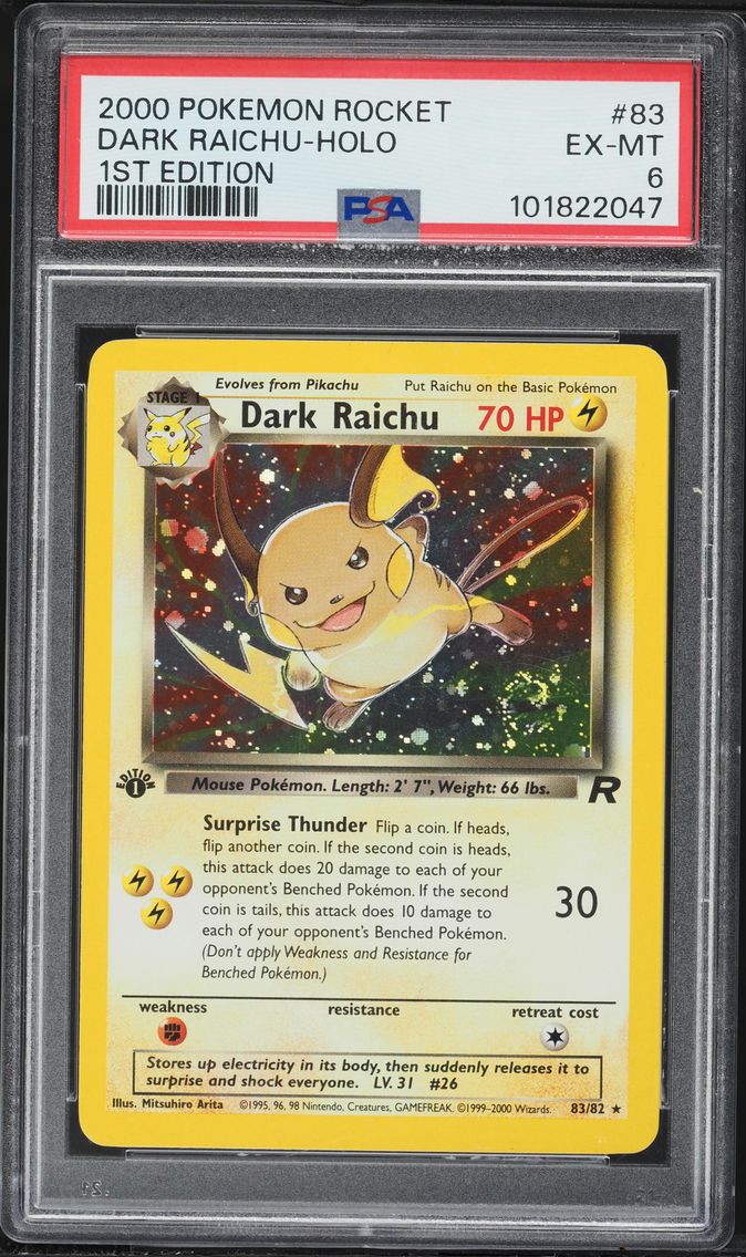 2000 #83 Dark Raichu-Holo 1st Edition PSA 6 Rocket Pokemon
