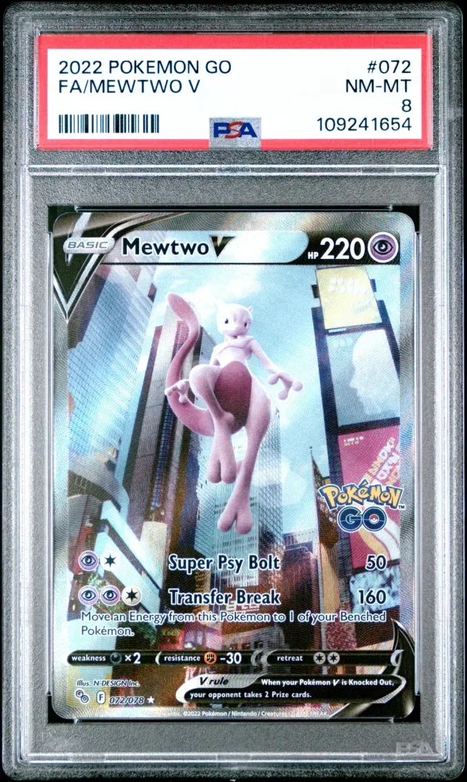 2022 Pokemon Go Full Art/Mewtwo V Go #072 PSA 8