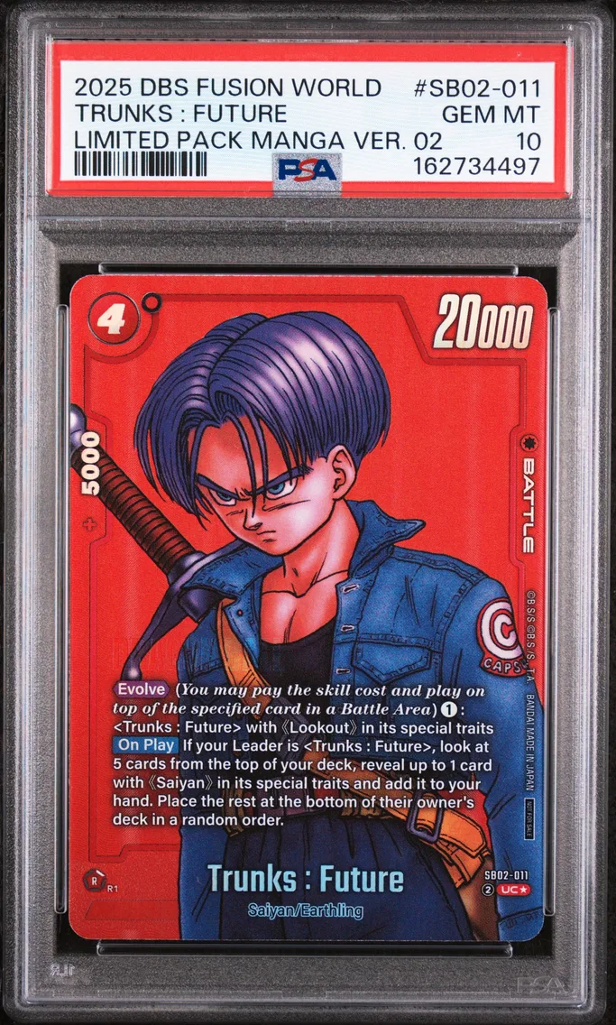 2025 #SB02-011 Trunks : Future PSA 10 Dragon Ball Super Card Game Fusion World Limited Pack Manga Version 02