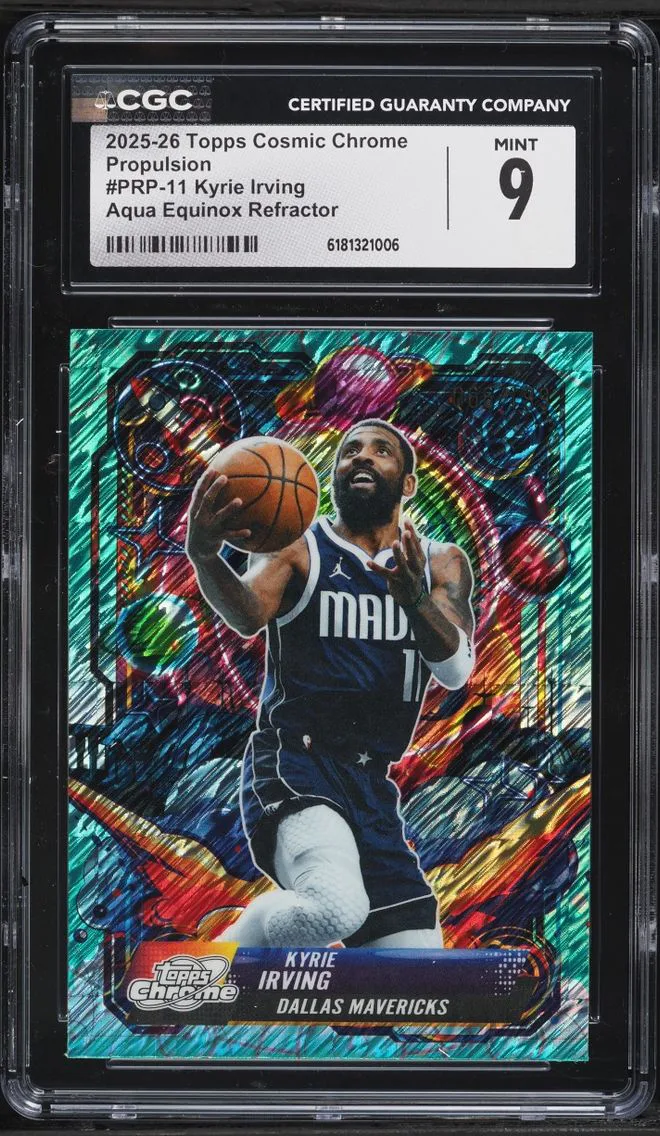 2025 Topps Chrome Cosmic Propulsion Aqua Equinox Refractor Kyrie Irving /199 #PRP-11 CGC 9 MINT