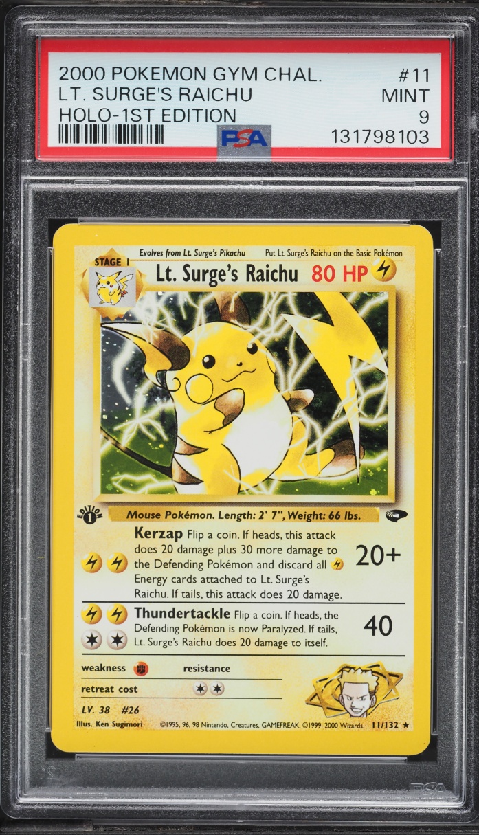 Gym Challenge 1st Edition Holo Lt. Surge's Raichu MINT