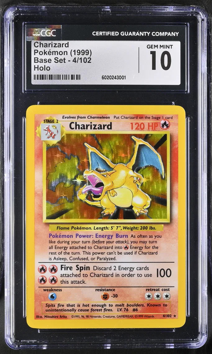 1999 #4 Charizard CGC 10 Base Set - Unlimited - English