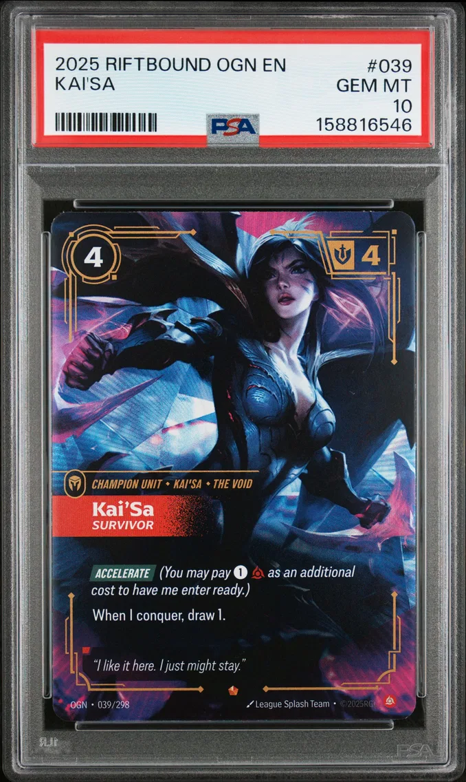 2025 #039 Kai'SA - Survivor PSA 10 Riftbound: League of Legends Ogn-Origins